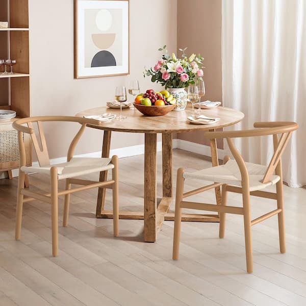 OrangeOne Wagner Natural Color Solid wood Wishbone Dining Chairs