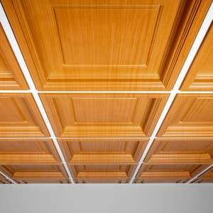 Madison Faux Wood-Caramel 2 ft. x 2 ft. Lay-in Coffered Ceiling Panel (Case of 6)