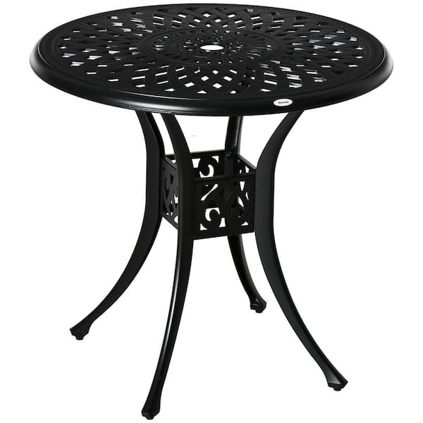 Black Antique Cast Aluminum Outdoor 30 in. Round Dining Table