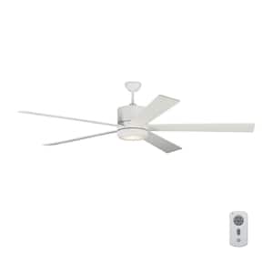 Vision 72 in. Integrated LED Indoor Matte White Ceiling Fan with White Blades, DC Motor and Remote Control