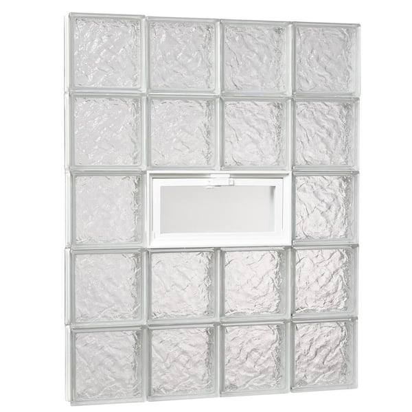 TAFCO WINDOWS 31 in. x 38.75 in. x 3.125 in. Ice Pattern Glass Block Masonry Window with Vent