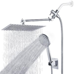 Rainfull 5-Spray Patterns 1.8GPM 10 in. Wall Mount Dual Fixed and Handheld Shower Head in Chrome Color