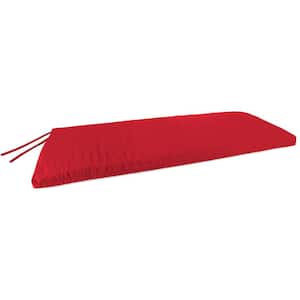 Sunbrella 48 in. x 18 in. Jockey Red Solid Rectangular Knife Edge Outdoor Settee Swing Bench Cushion with Ties