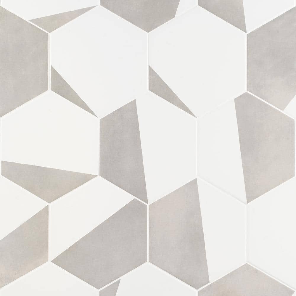 GeoHex Burst 8" Hexagon Matte Porcelain Floor and Wall Tile