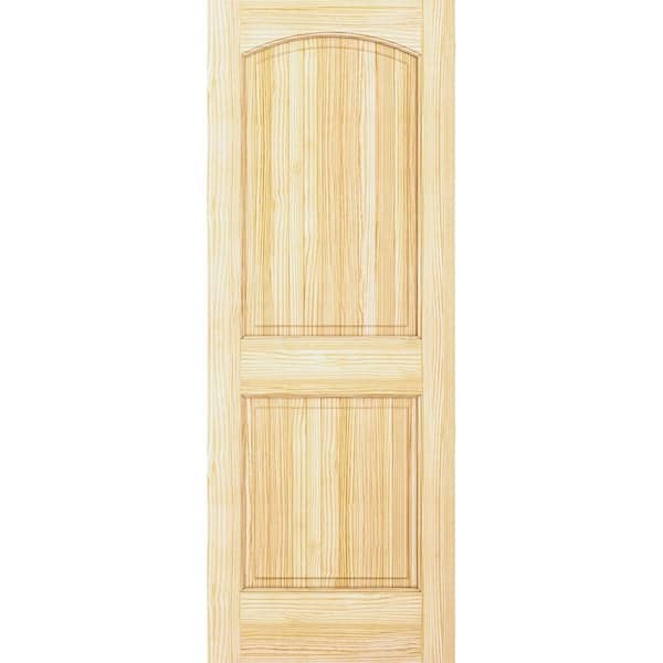 24 in. x 80 in. Colonial 2-Panel Arch Top Solid Wood Clear Pine Wood Interior Door Slab