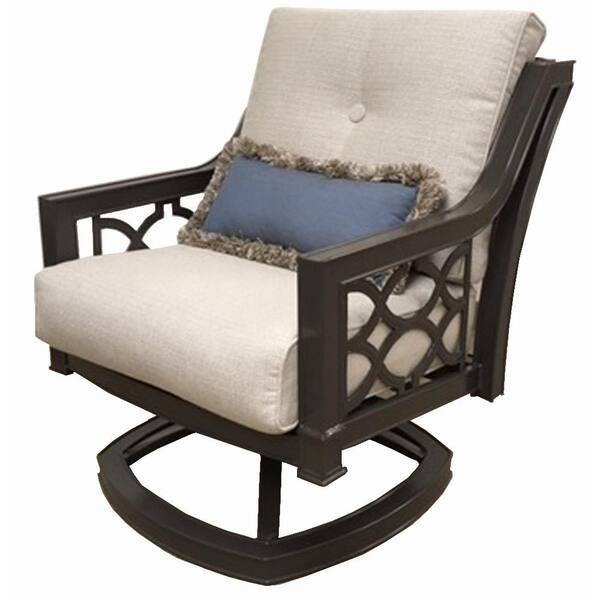 Home Decorators Collection Richmond Hill Swivel Aluminum Outdoor Lounge Chair with Hybrid Smoke Cushions (2-Pack)