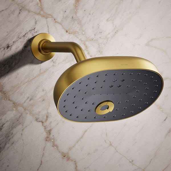 Statement 3-Spray Patterns with 2.5 GPM 8 in. Wall Mount Fixed Shower Head in Vibrant Brushed Moderne Brass