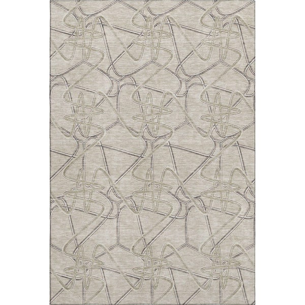 Addison Rugs Mayfield Premium Machine Washable Abstract AMF947 Putty 10 ft. x 14 ft. Area Rug