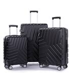 3-Piece Black 100% PC Suitcase Hard-Sided Luggage Set with Double Wheels TSA Lock 20 in. x 24 in. x 28 in.