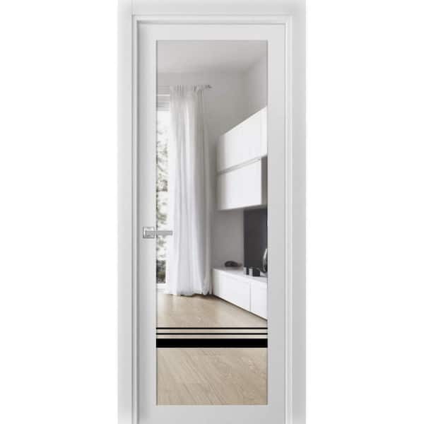 2666 42 in. x 80 in. Right-Hand/Inswing Solid Clear Glass White Single Prehung Interior Door with Hardware