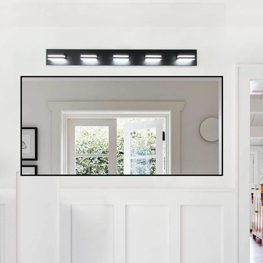 41 in. 5-Light Black LED Vanity-Light with Shade price history on PriceWatchPro