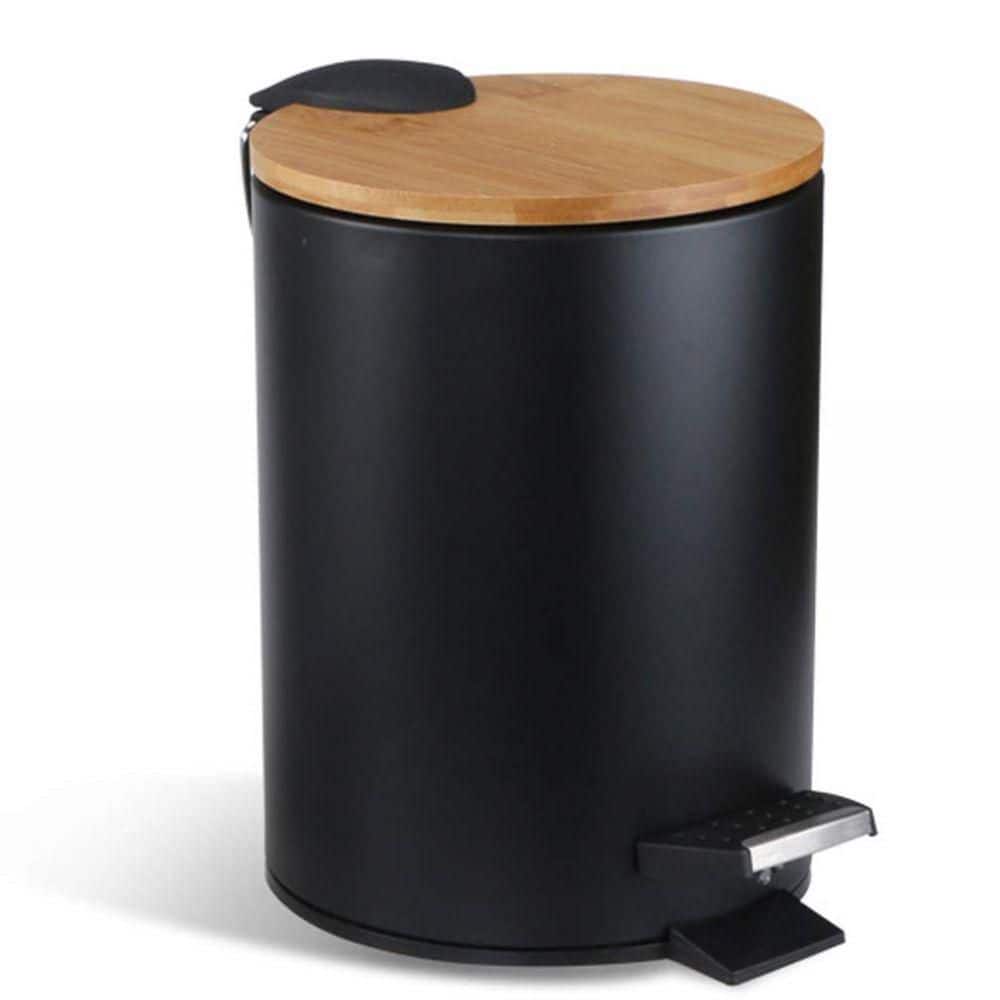 Step Trash Can Removable Liner Bucket with Bamboo Lid Organizer for Bedroom