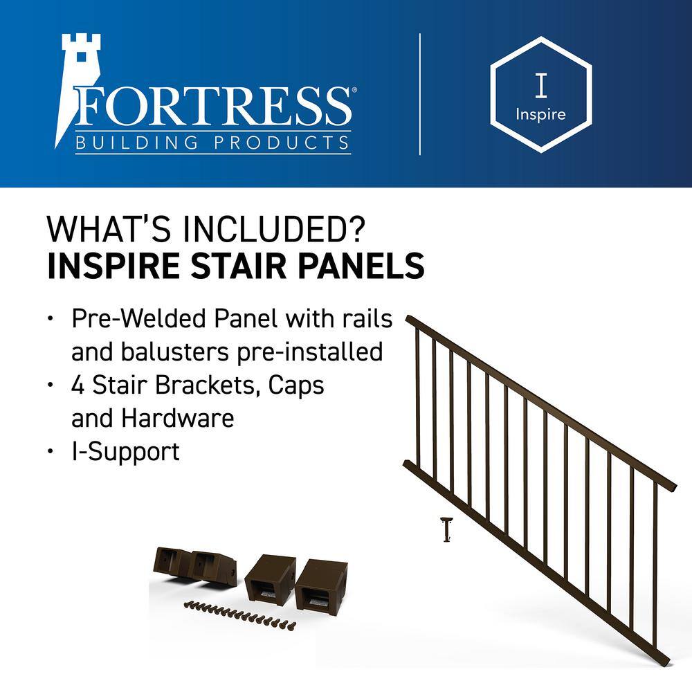 Brown Aluminum 48-inch Exterior Stair Railing Panel
