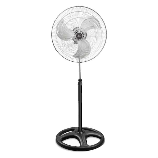 18 in. 3-Speed High Velocity Turbo 3-In-1 Pedestal Fan in Black with 75° Wide Oscillation