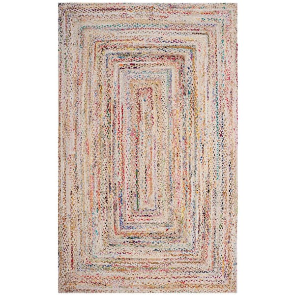 Braided Cotton Rug Rectangle Multi Color Carpet Bohemian 6x9 Feet reversible Rug 