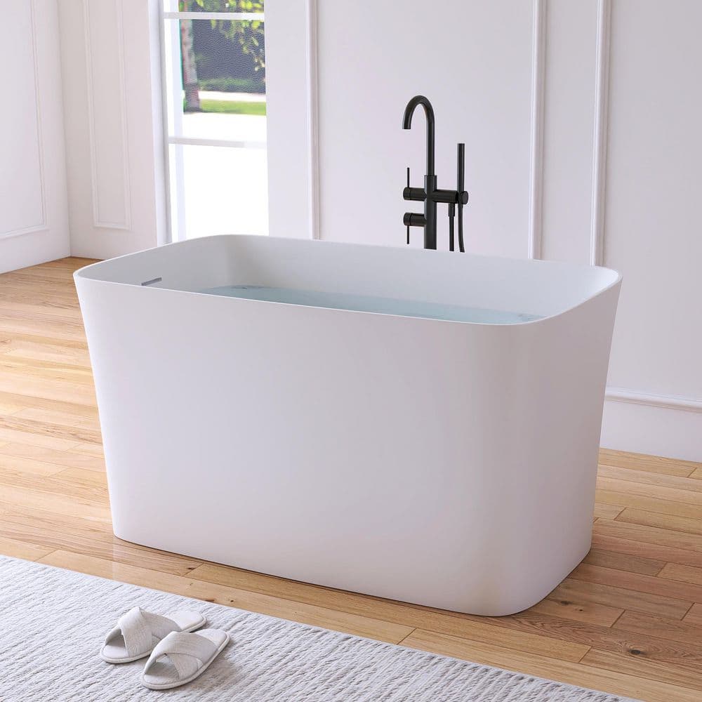 47 in. x 27.5 in. Stone Resin Solid Surface Flatbottom Freestanding Japanese Soaking Bathtub in White with Seat price history on PriceWatchPro