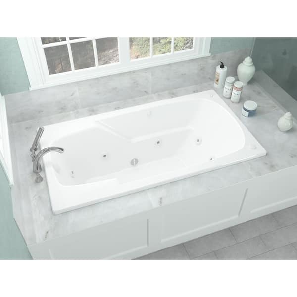 Coral 6 ft. Rectangular Drop-In Whirlpool Bathtub in White