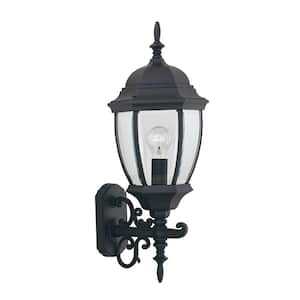 Tiverton 24.5 in. Black 1-Light Outdoor Line Voltage Wall Sconce with No Bulb Included
