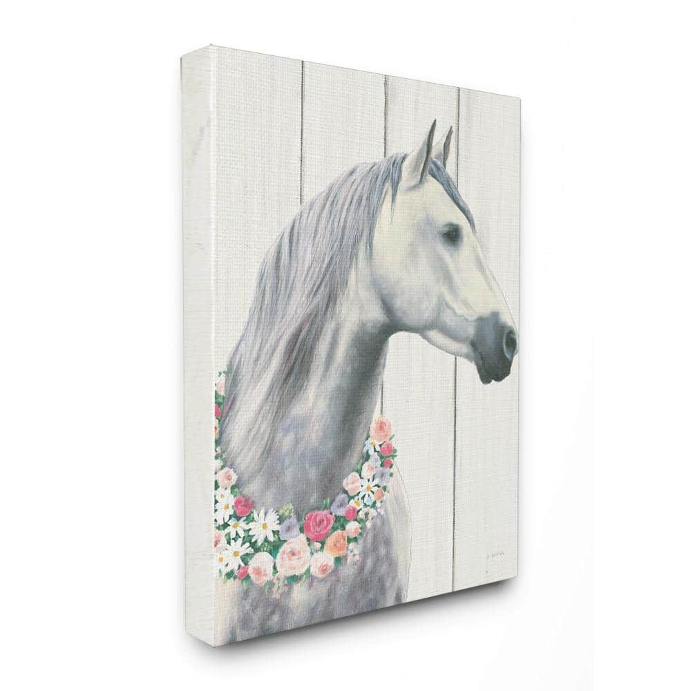 30 in. x 40 in. Spirit Stallion Horse With Flower Wreath by James Wien