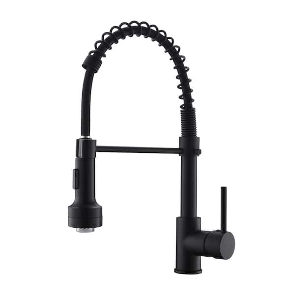 matrix decor Single-Handle Pull-Down Sprayer Kitchen Faucet with LED in Matte Black