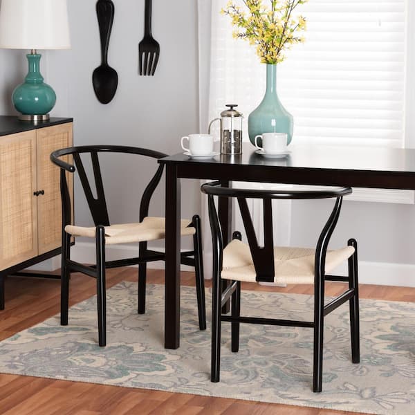Paxton Black and Beige Dining Chair (Set of 2)