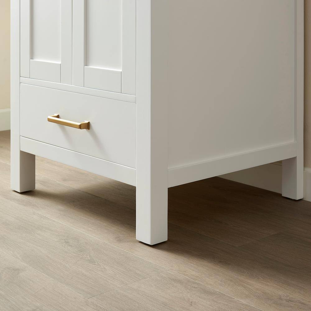 Shannon White Oak Single Sink Vanity with Stone Top and Mirror