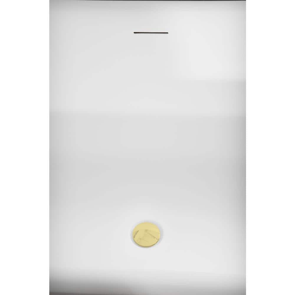 67" Matte White Acrylic Freestanding Slipper Tub with Polished Brass Hardware