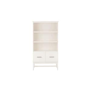 61 in. Ivory Wood Adjustable 3-Shelf Standard Bookcase