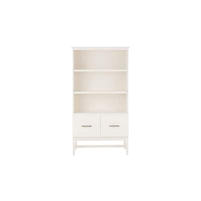 61.1 in. Ivory Wood 3-shelf Standard Bookcase with Adjustable Shelves