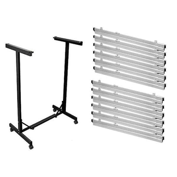 51 in. x 47 in. Portable Expandable Steel Plan Center Hanging File Folder Rack, Black, with (12) 30 in. Hanging Clamps