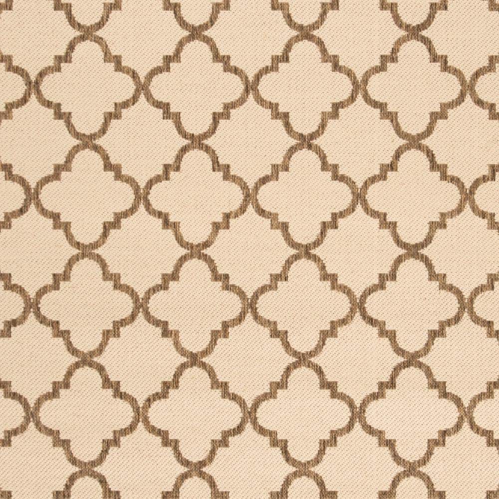 Cream and Beige Square Stain-Resistant Indoor/Outdoor Rug