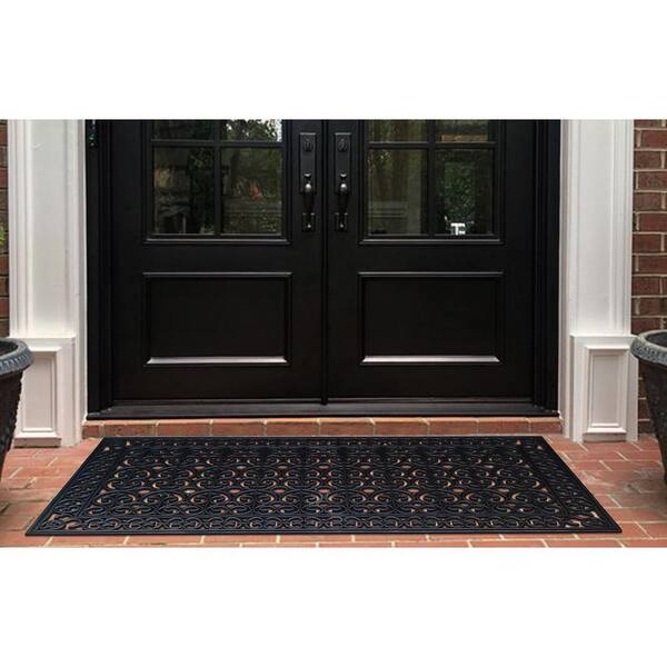 A1 Home Collections A1HC Paisley Heavy Duty Black 30 in. x 60 in