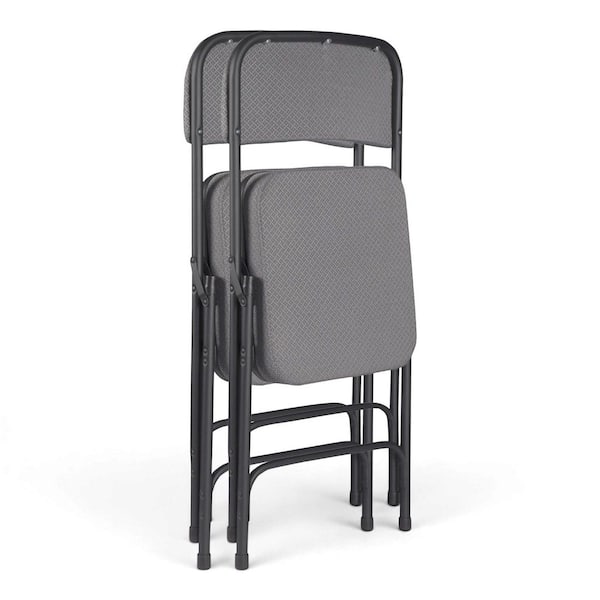 Bernadine Deluxe Fabric Padded Folding Chair, Charcoal Grey, Pack of 2