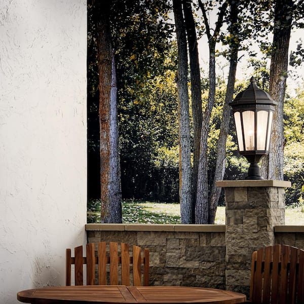 Courtyard 3-Light Rubbed Bronze Aluminum Hardwired Waterproof Outdoor Post Light with No Bulbs Included (1-Pack)
