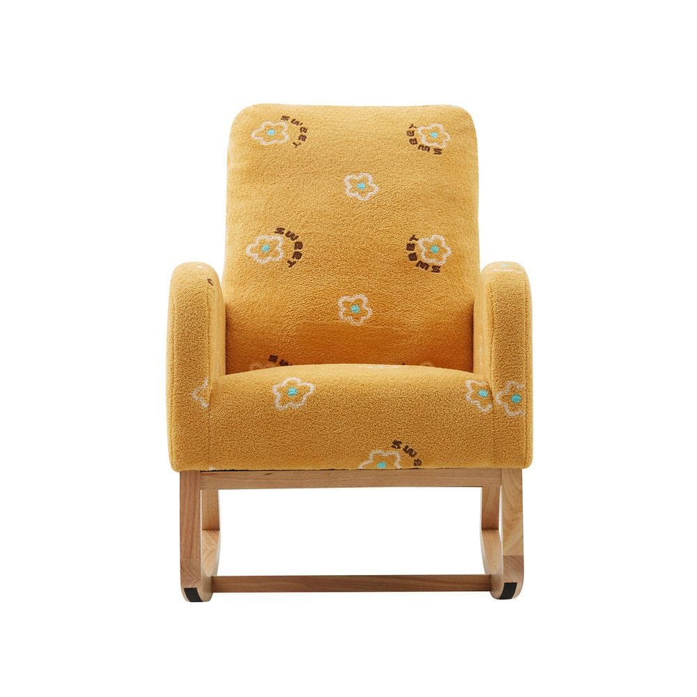 Blue Polyester Modern Rocking Chair with Side Pocket in Yellow