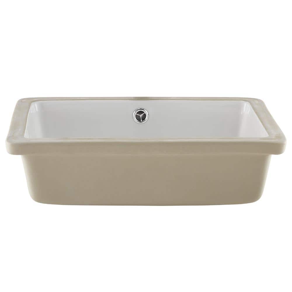Undermount Bathroom Sink, 18.5 in. Rectangular White Ceramic Basin with Overflow Hole, Under Counter for Vanity price history on PriceWatchPro