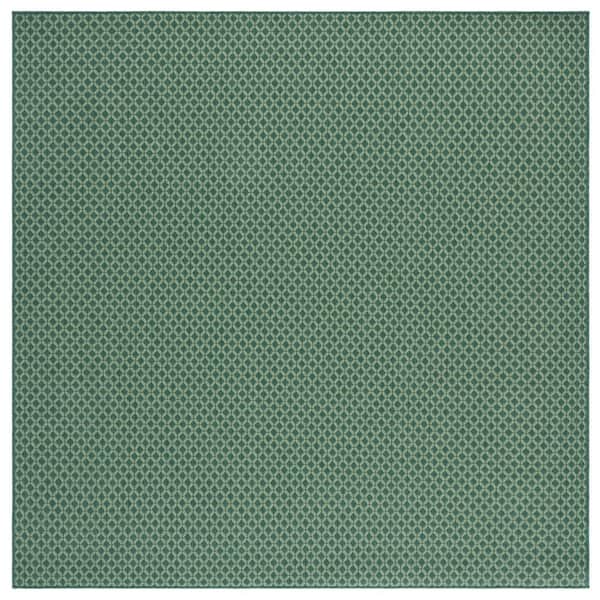 Terrace Dark Green/Light Green 7 ft. x 7 ft. Geometric Diamond Indoor/Outdoor Square Area Rug