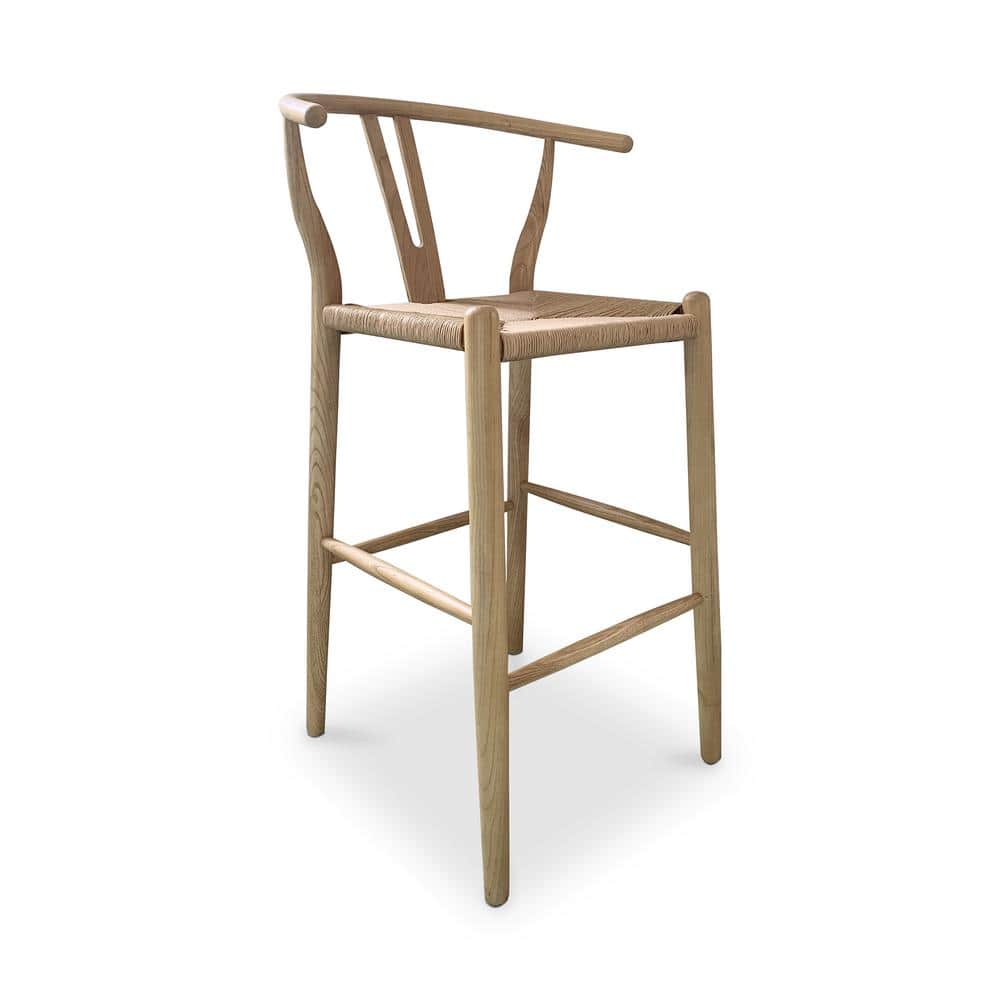 Ventana Natural Elm Wood Counter Stool with Woven Seat