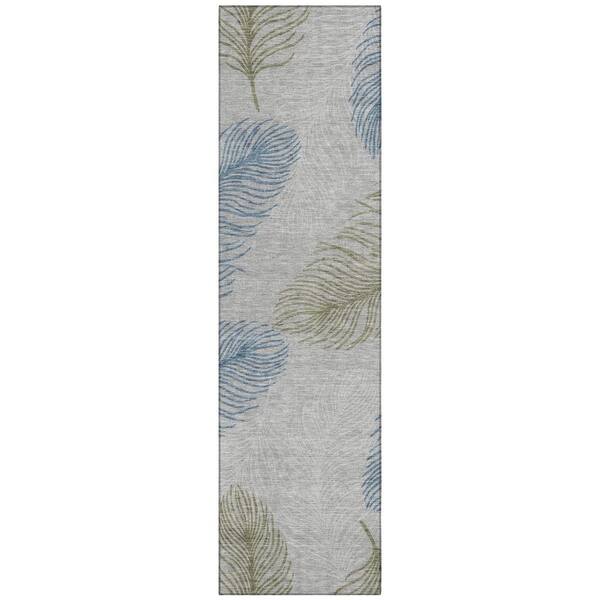 Chantille Machine Washable Indoor/Outdoor Abstract ACN3028 Silver 2 ft. x 7 ft. Runner Rug