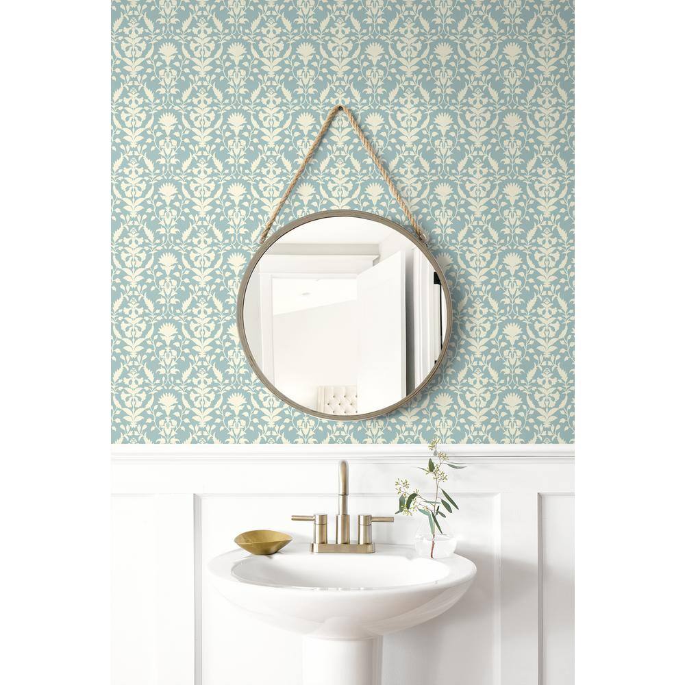 Chambray Blue Floral Self-Adhesive Vinyl Wallpaper Roll