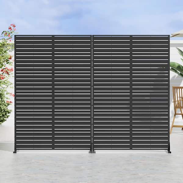 16 in. L x 94 in. W x 72 in. H Black Outdoor Rectangular Metal Galvanized Privacy Screen Fence Garden Panels