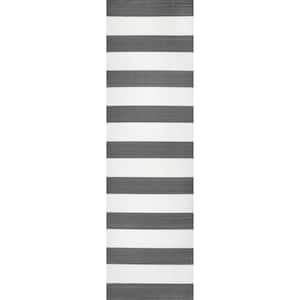 Christa Striped Gray 2 ft. 6 in. x 8 ft. Indoor/Outdoor Runner Rug