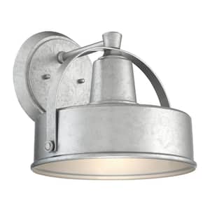 Portland 8 in. Galvanized Finish Dark Sky 1-Light Outdoor Line Voltage Wall Sconce with No Bulb Included