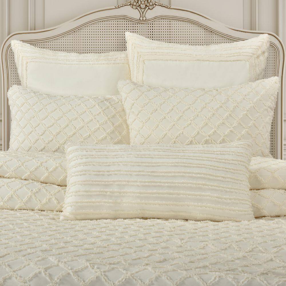 Lilith Cream Rectangular Polyester Boudoir Decorative Throw Pillow