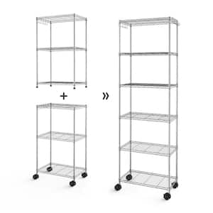 6-Tiers Steel Adjustable Garage Storage Shelving Unit in Chrome (24 in. W x 74 in. H x 14 in. D)