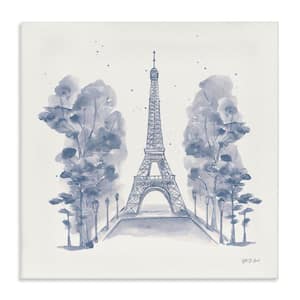 Eiffel Tower Watercolor by Yvette St. Amant Unframed Architecture Graphic Art Print 36 in. x 36 in.