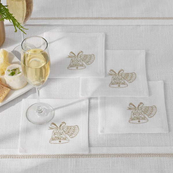 Company Cotton Metallic Bells 6 in. W x 6 in. H Metallic Gold Cotton Napkins Set of 4