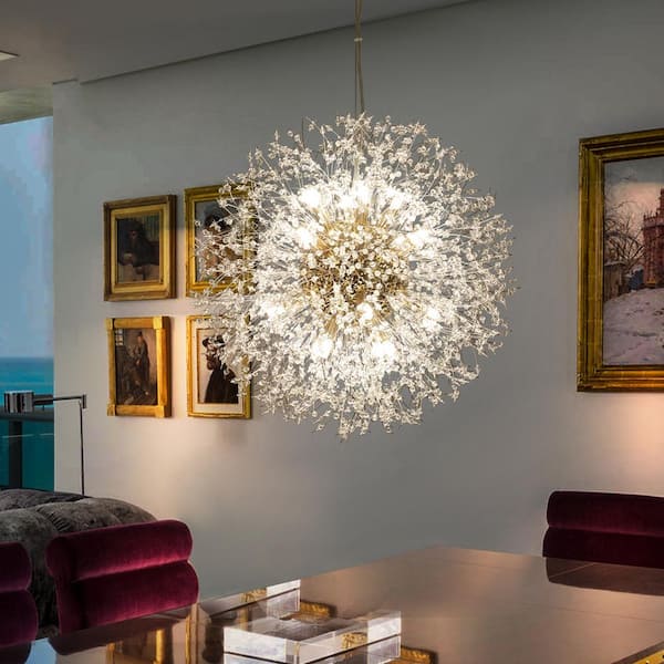 EDISLIVE Calzada Decor 16-Light Gold Dandelion Firework Chandelier 