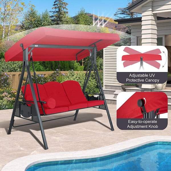 PURPLE LEAF 2-Person All-Weather Steel Frame Porch Swing with