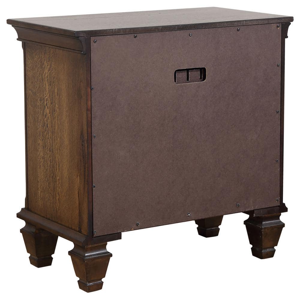 Burnished Oak Contemporary 2-Drawer Nightstand with Pullout Tray